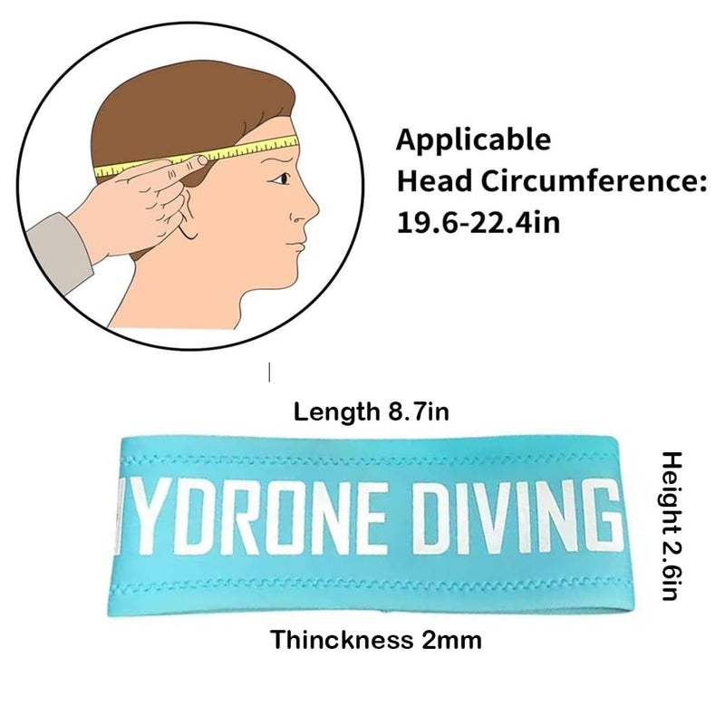 5M3M DIVING Hydrone Diving Headband 2mm Neoprene Scuba Hairband Elastic Non-Slip Swimming Headband Workout Sweat Bands for Women Men Children Scuba Dive Snorkeling Swimming Surfing (Blue) - Image 4